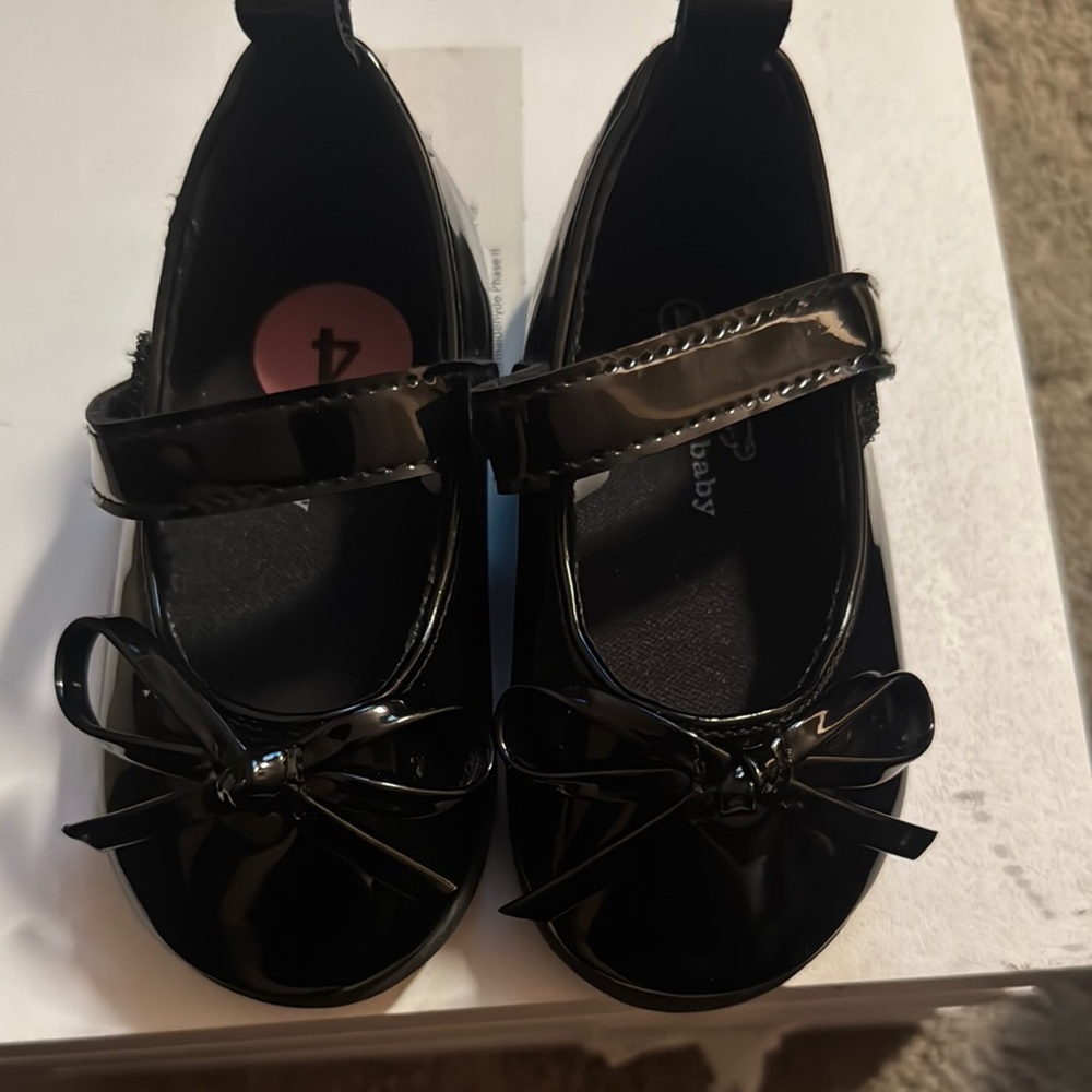 Koala Kids Black Dress Shoes with Bow Detail